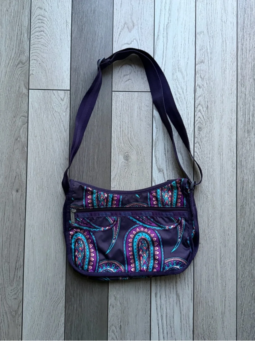 LeSportsac Purple Paisley Crossbody Shoulder Bag